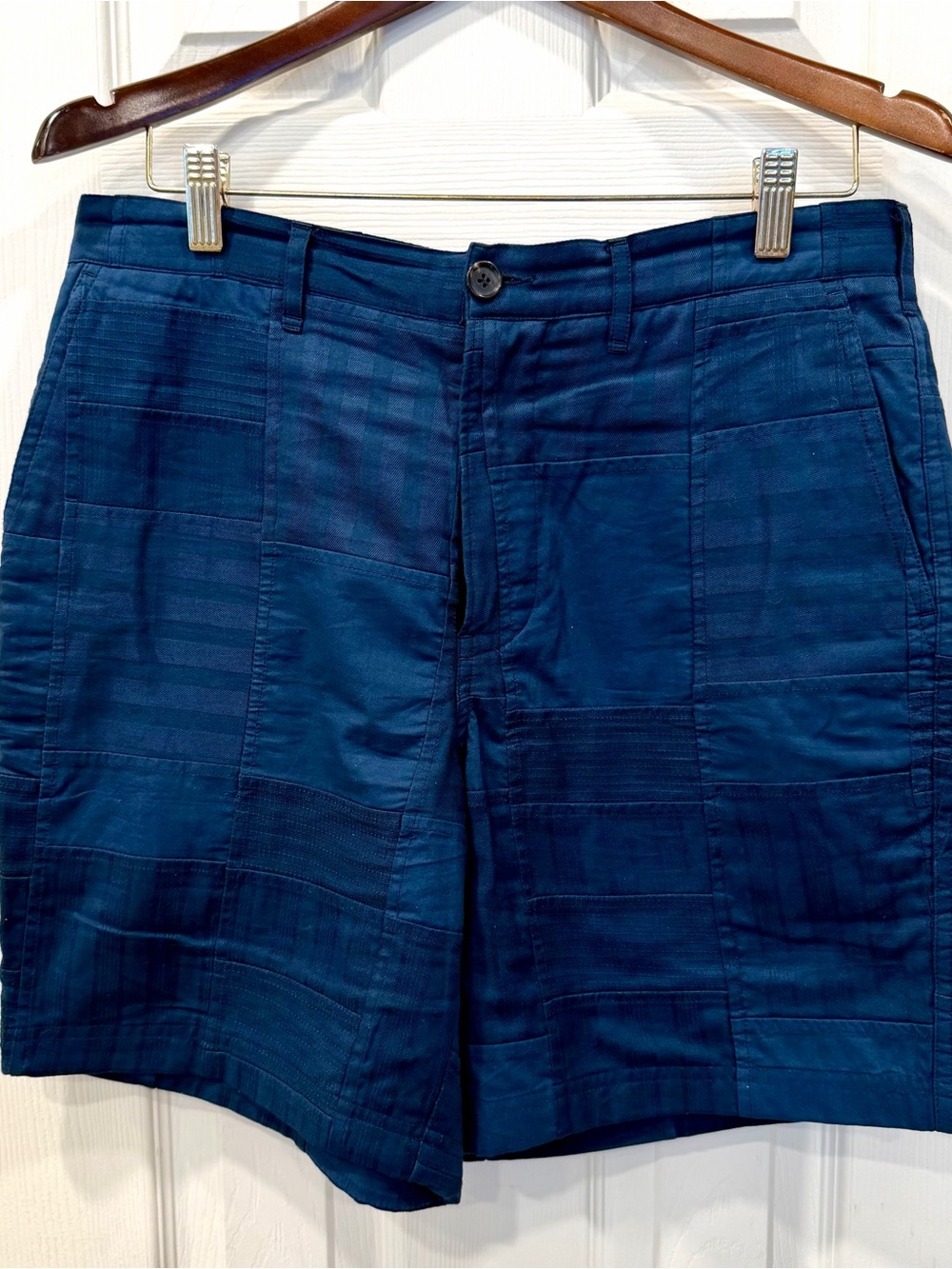 Billy Reid Men's Indigo Patchwork Shorts - Size 31
